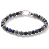 John Hardy Mens Sodalite, Jasper, and Onyx Bead Bracelet with Silver Hook Clasp