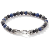 John Hardy Mens Sodalite, Jasper, and Onyx Bead Bracelet with Silver Hook Clasp