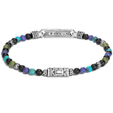 John Hardy Mens Blue Multi-Stone Bead Bracelet with Silver Station