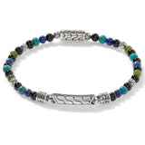 John Hardy Mens Blue Multi-Stone Bead Bracelet with Silver Station