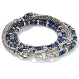 John Hardy Mens Transformable Multi-Wrap Blue Bead and Silver Hybrid Bracelet