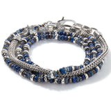 John Hardy Mens Transformable Multi-Wrap Blue Bead and Silver Hybrid Bracelet