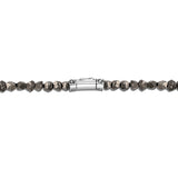 John Hardy Mens 4mm Thin Bead Bracelet with Pyrite, Tiger Iron, Smoky Quartz, Silver Calcite