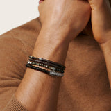 John Hardy Mens Multi-Wrap Brown Leather Sterling Silver and Bead Bracelet