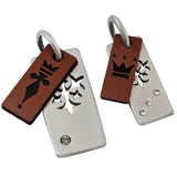 KINGS AND QUEENS Matching Pair Silver Pendants with Brown Leather Tag