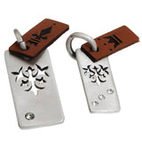 KINGS AND QUEENS Matching Pair Silver Pendants with Brown Leather Tag - Pendant View