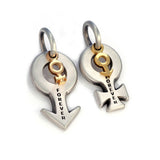 FOREVER Matching Pair Pendants with Gold Male and Female Symbols