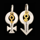 FOREVER Matching Pair Pendants with Gold Male and Female Symbols - Front View