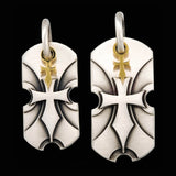 SACRED SHIELDS Matching Pair Pendants with Gold or Silver Cross - Front View