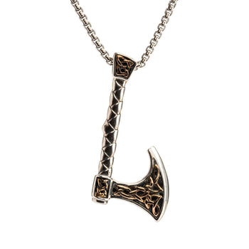 Bronze and Silver VIKING AXE Mens Pendant Necklace from Petrichor by Keith Jack