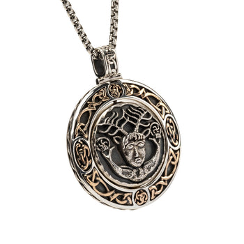 Bronze and Silver CERNUNNOS Reversible Spinner Pendant Necklace from Petrichor by Keith Jack