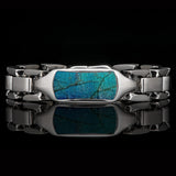 William Henry IDENTITY LABRADORITE Heavy Duty Silver Mens Bracelet