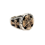 Bronze and Silver CELTIC CROSS Mens Signet Ring from Petrichor by Keith Jack