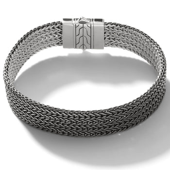 John Hardy Mens Reversible Bracelet in Black Rhodium and Sterling Silver