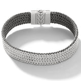 John Hardy Mens Reversible Bracelet in Black Rhodium and Sterling Silver - Reversible Side