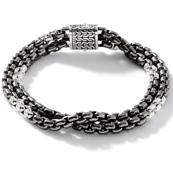 John Hardy Mens Industrial Double Strand Silver Bracelet