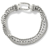 John Hardy Mens Industrial Triple Strand Silver Bracelet - Top View