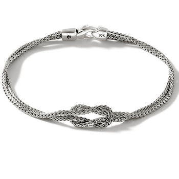 John Hardy Mens Manah Knot Sterling Silver Thin Width Bracelet