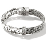 John Hardy Mens Classic Dual Style Link Bracelet in Sterling Silver