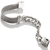 John Hardy Mens Classic Dual Style Link Bracelet in Sterling Silver - Full View