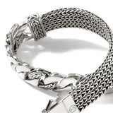 John Hardy Mens Classic Dual Style Link Bracelet in Sterling Silver - Close-up