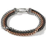 John Hardy Mens Classic Triple Strand Bracelet in Silver Bronze and Black