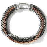 John Hardy Mens Classic Triple Strand Bracelet in Silver Bronze and Black - Top View
