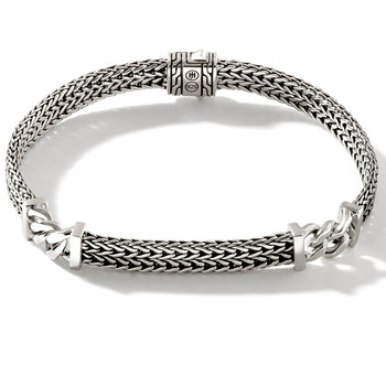 John Hardy Mens Rata Link 6mm Station Bracelet in Sterling Silver
