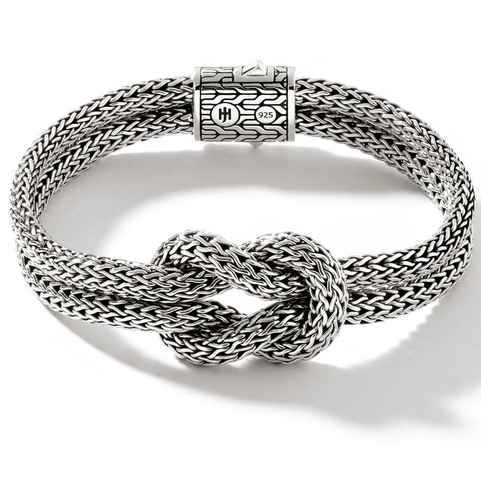 John Hardy Mens Manah Knot Classic Link 5mm Sterling Silver Bracelet