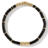 John Hardy Mens Heishi Bead Black Onyx and 14k Gold Bracelet - Top View
