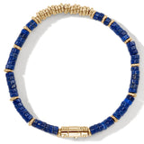 John Hardy Mens Heishi Bead Lapis Lazuli and 14k Gold Bracelet - Top View