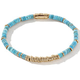 John Hardy Mens Heishi Bead Turquoise and 14k Gold Bracelet