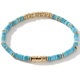 John Hardy Mens Heishi Bead Turquoise and 14k Gold Bracelet - Back Side