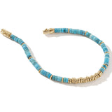 John Hardy Mens Heishi Bead Turquoise and 14k Gold Bracelet - Alt View