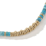 John Hardy Mens Heishi Bead Turquoise and 14k Gold Bracelet - Close-up