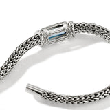 John Hardy Mens Aquamarine Station Classic Link 5mm Silver Bracelet - Close-up