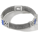 John Hardy Mens Lapis Lazuli Inlay Rata Link Bracelet in Sterling Silver