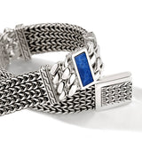 John Hardy Mens Lapis Lazuli Inlay Rata Link Bracelet in Sterling Silver - Close-up