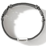 John Hardy Mens Black Mother of Pearl Inlay Rata Link Bracelet in Rhodium Silver - Top View