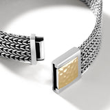 John Hardy Mens Rata Link 12mm Wide Bracelet in Silver and 14k Gold - Close-up