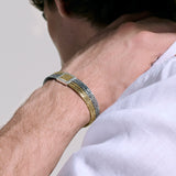 Model Wearing a John Hardy Mens Rata Link 14k Gold and Silver Double Strand Bracelet
