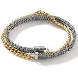 John Hardy Mens 14k Gold Curb and Silver Rata Link Double Strand Bracelet - Back Side