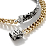 John Hardy Mens 14k Gold Curb and Silver Rata Link Double Strand Bracelet - Close-up