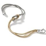 John Hardy Mens Manah Knot 14k Gold and Silver Thin Width Bracelet - Alt View
