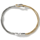 John Hardy Mens Manah Knot 14k Gold and Silver Thin Width Bracelet - Top View