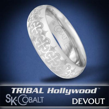 ANCIENT CROSS DEVOUT Ring SK Cobalt Men's Wedding Band by Scott Kay