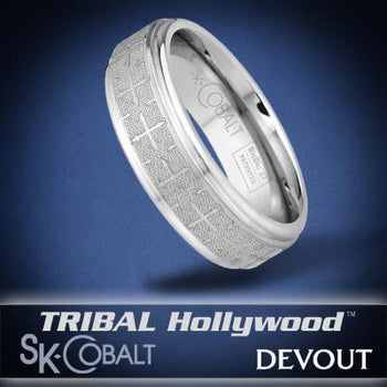 NOBLE CROSS DEVOUT Ring SK Cobalt Men's Wedding Band by Scott Kay