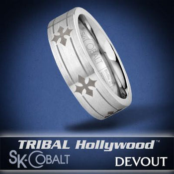 KNIGHT'S CROSS DEVOUT Ring SK Cobalt Men's Wedding Band by Scott Kay
