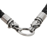 Bico BLACK BRAIDED LEATHER NECKLACE with Draco Wolf Heads for Men