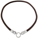 DRACO WOLF HEADS Dark Brown Braided Mens Leather Necklace by Bico Australia